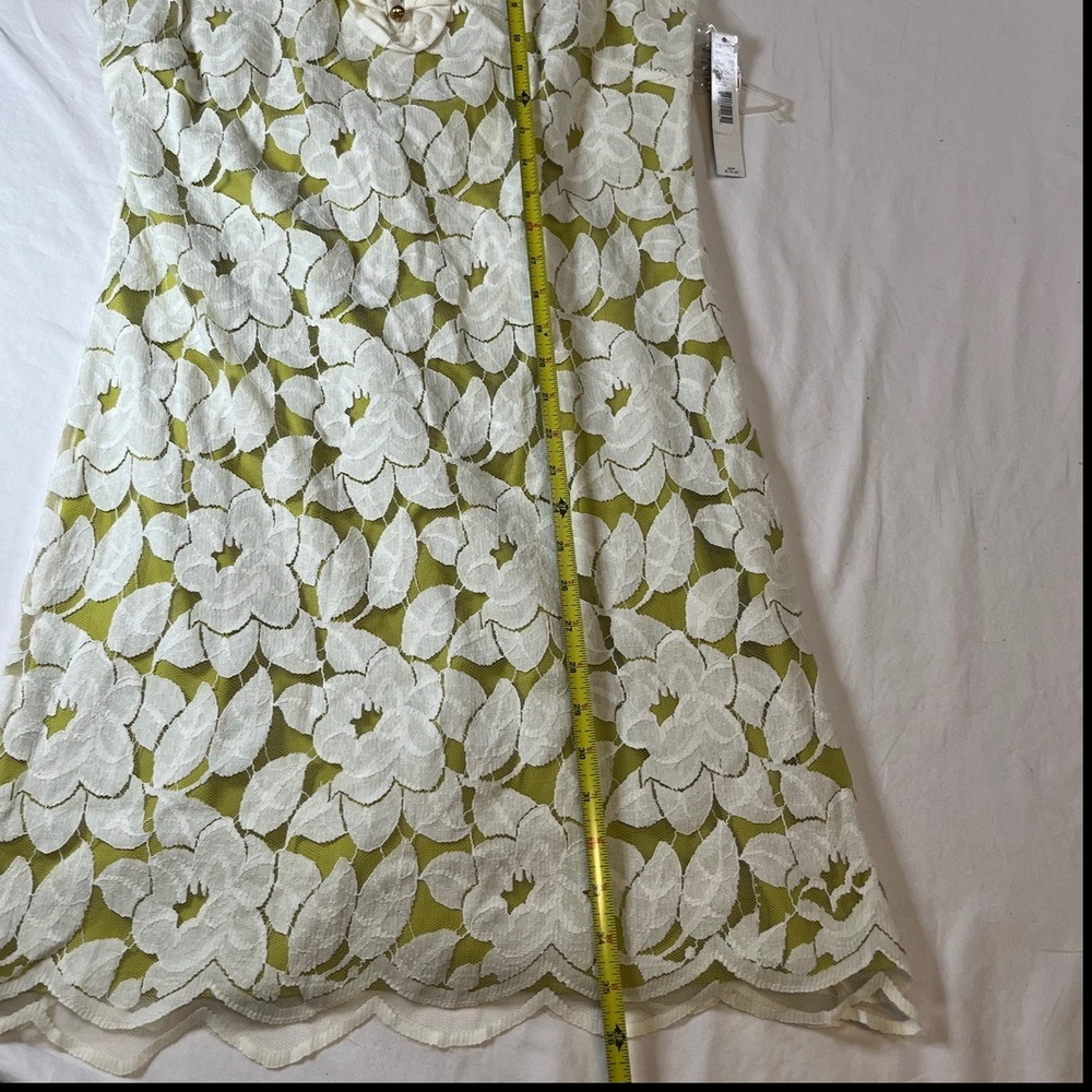 NWT Antonio Melani Ivory Floral Sleeveless Sheer Overlay Button Front Dress US 1 - Picture 7 of 7